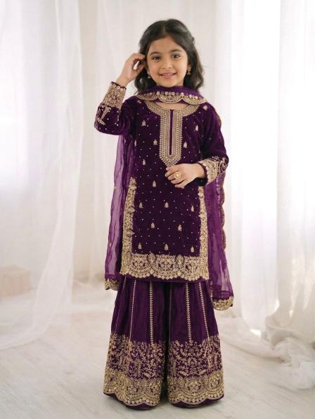 Kids Ethnic Wear ZSR 3169 Fendy Silk Purple Kids wear wholesale suppliers in Mumbai